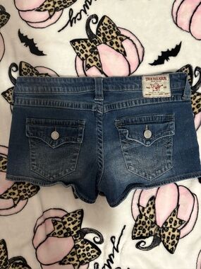 True Religion Women’s  Joey Y2K inspired Low Rise Crystal Flap shorts